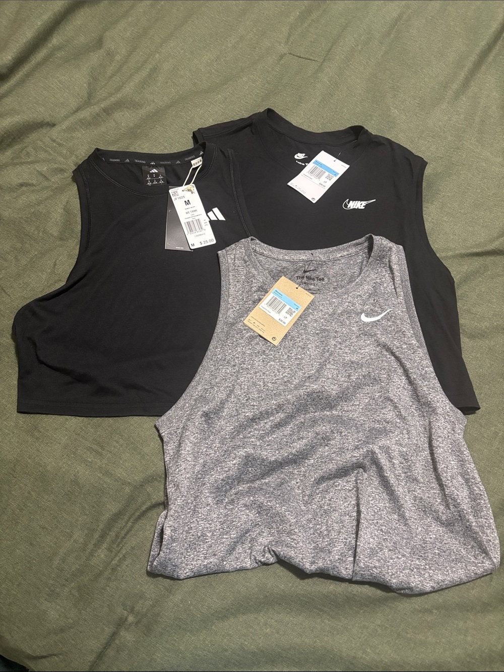 Nike Women’s training Tank Tops in Black and Heather Gray - Set of 3